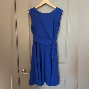 Cap Sleeve Crepe A-Line Dress in Cobalt